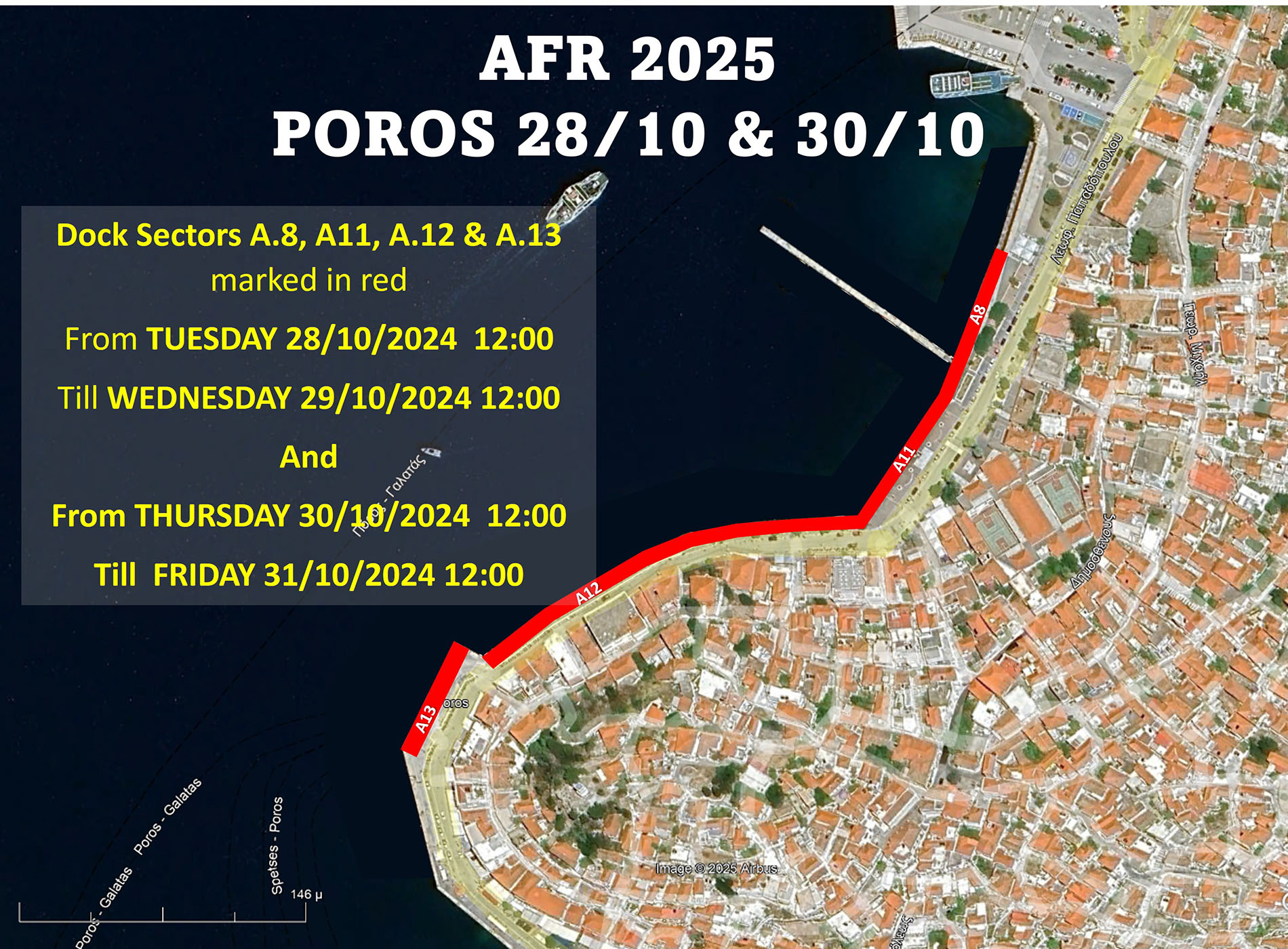Tην Τρίτη, 28 και Πέμπτη 30, Οκτωβρίου 2025 στο λιμάνι Πόρου καταπλέει η ιστιοπλοϊκή διοργάνωση «AFR 2025 Sailing Festival».
